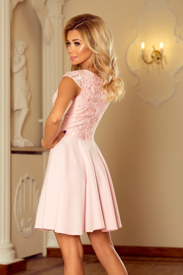 157-4 MARTA šaty s krajkou - pastelové růžové
