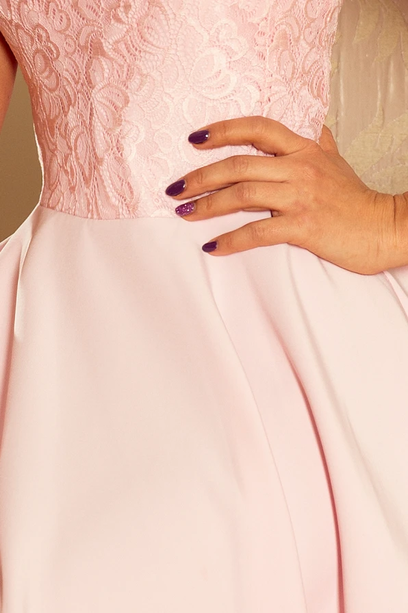 157-4 MARTA šaty s krajkou - pastelové růžové
