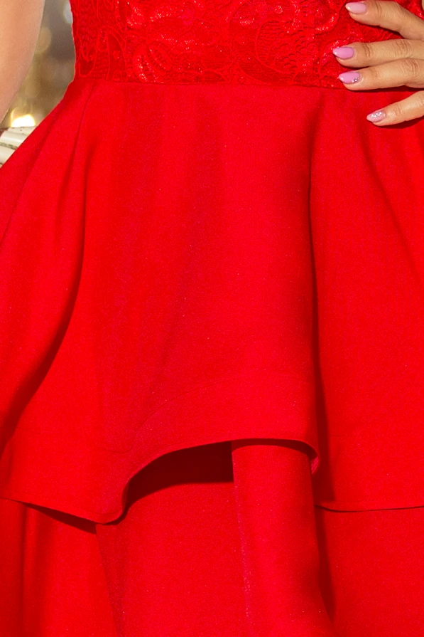 205-1 LAURA šaty s krajkou - červená