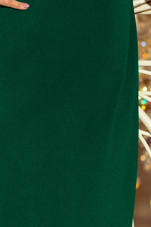 217-2 NEVA Trapézové šaty s mašlí - tmavě zelená