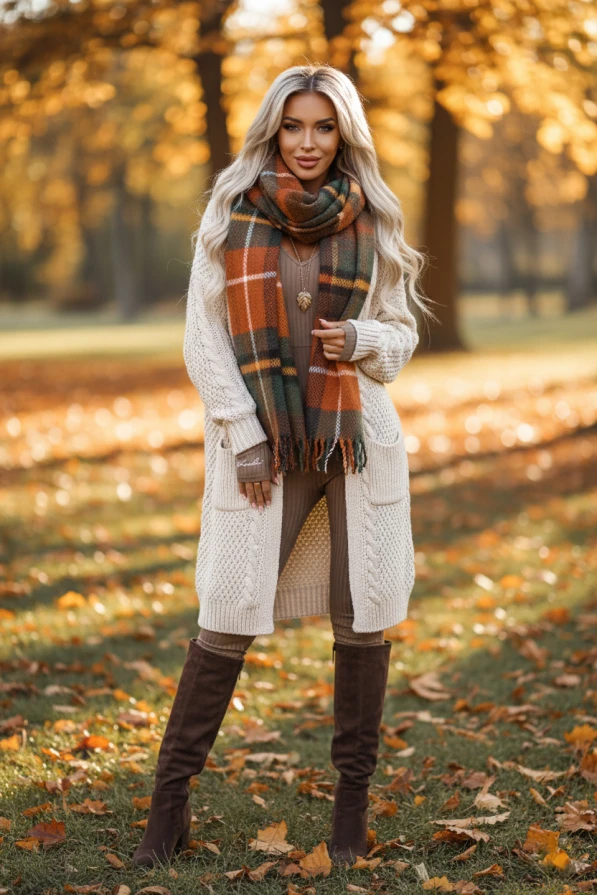 Elegancki beżowy kombinezon Kocula z długim rękawem i kobiecym dekoltem V, idealny na każdą okazję